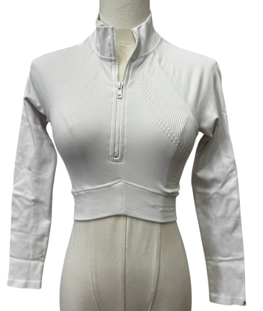 JOJA  Luna Exhale Long Sleeve Cropped Half Zip Top Size Medium Athleisure